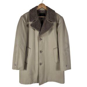 VTG Fellini Overcoat Mens 40R Sherpa Faux Fur Lined Winter‎ Heavy Grandpa
